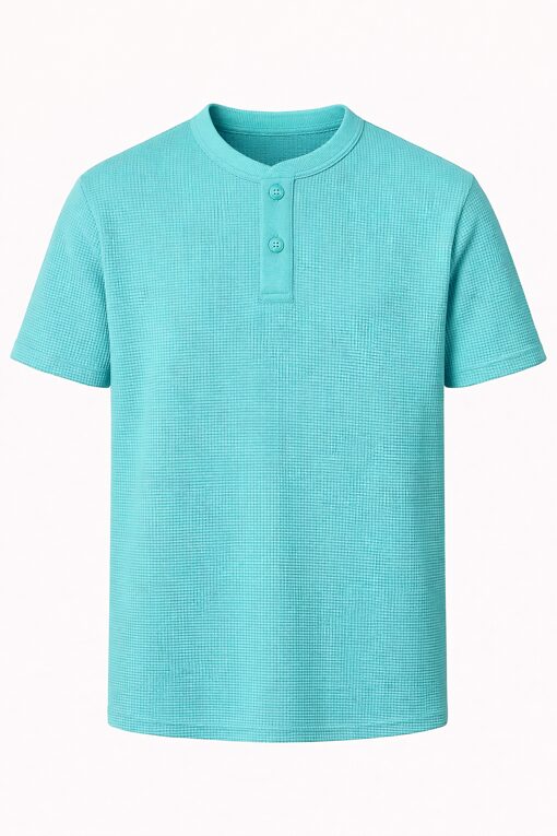 Waffle knit round neck (with buttons)