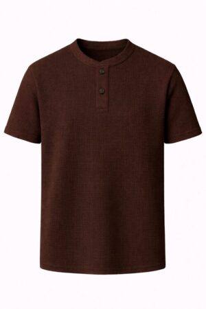 Waffle knit round neck (with buttons)