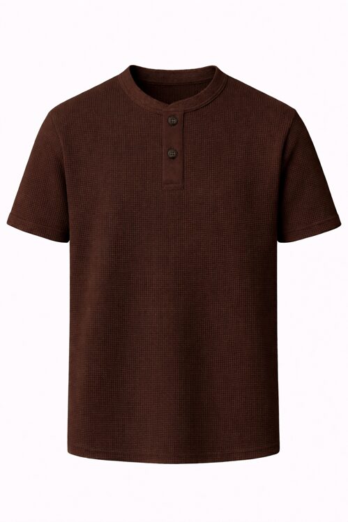 Waffle knit round neck (with buttons)