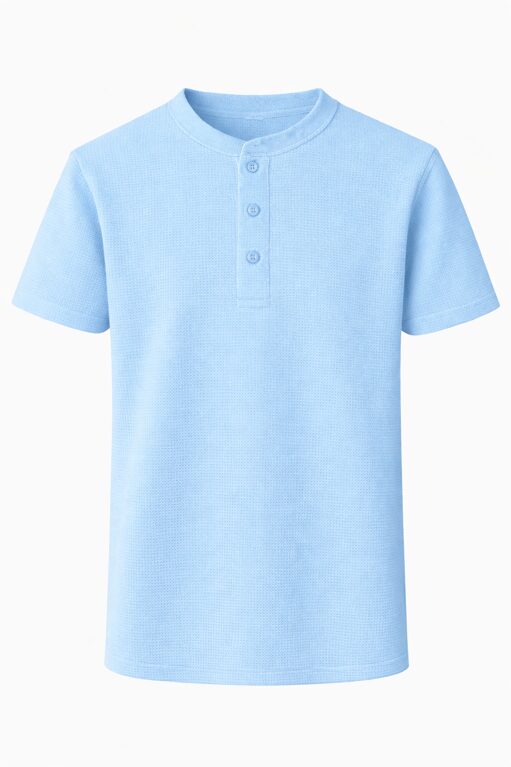 Waffle knit round neck (with buttons)