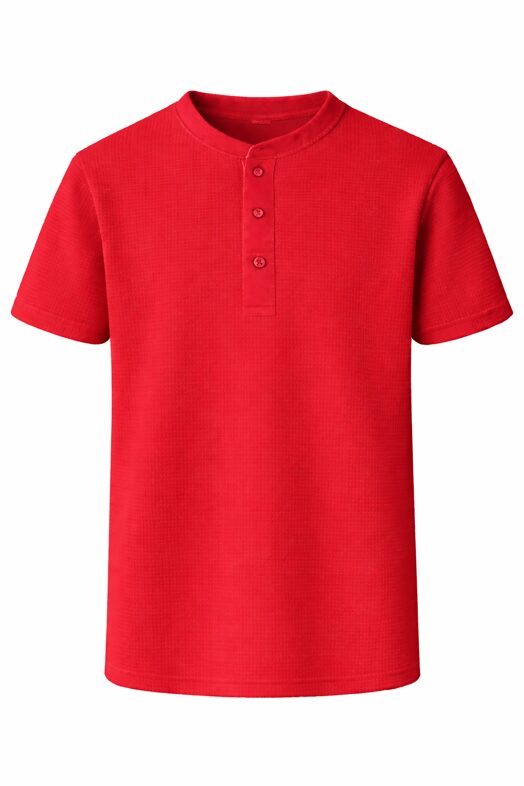 Waffle knit round neck (with buttons)