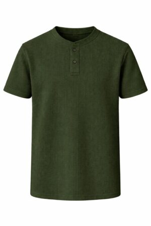 Waffle knit round neck (with buttons)