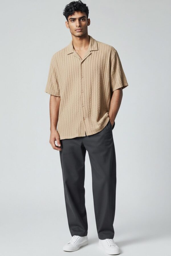 Ribbed Buttom Up Shirt