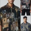 Mens Cropped Shirt - Artistic Patchwork Denim