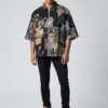 Mens Cropped Shirt - Artistic Patchwork Denim
