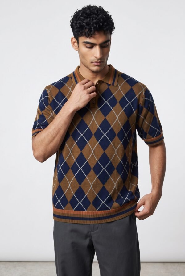 Argyle Knitted Polo Shirts