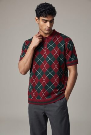 Argyle Knitted Polo Shirts