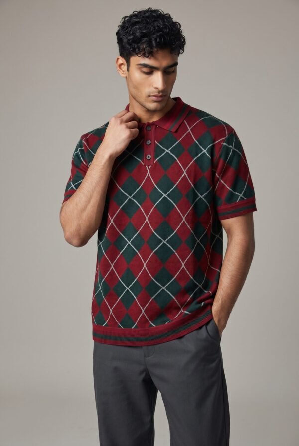 Argyle Knitted Polo Shirts