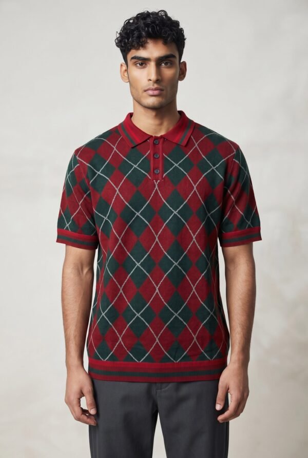 Argyle Knitted Polo Shirts