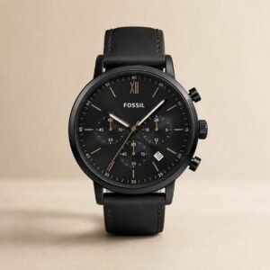 Fossil Black Leather Chronograph Watch