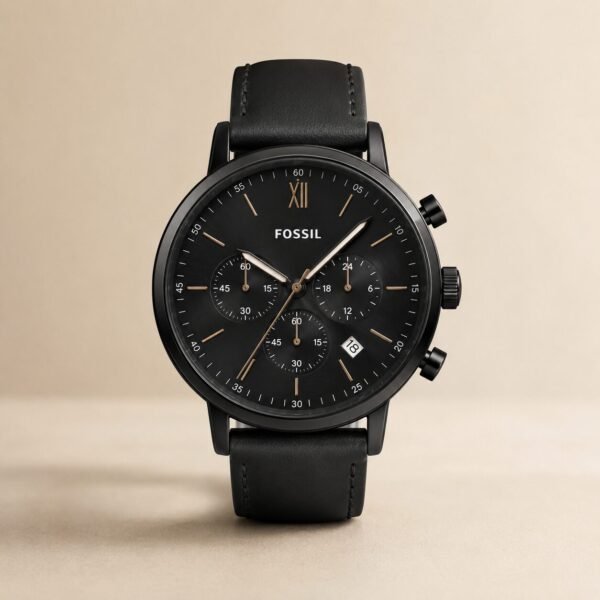df5e9c07-41d7-42cc-86d8-1e662d6d05b1-2 Fossil Black Leather Chronograph Watch