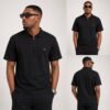 18a38fa8-7b33-48c1-859d-60079e81fa4c Men’s Interlock Vertical Rib Half-Zip Polo T-Shirt