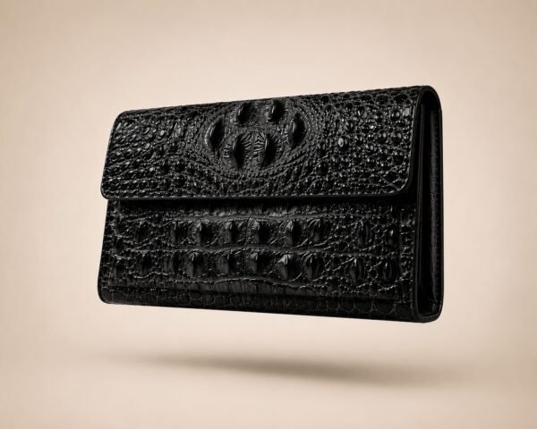Luxury Crocodile Embossed Leather Pouch