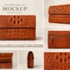 Luxury Crocodile Embossed Leather Pouch