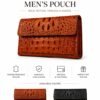 Luxury Crocodile Embossed Leather Pouch