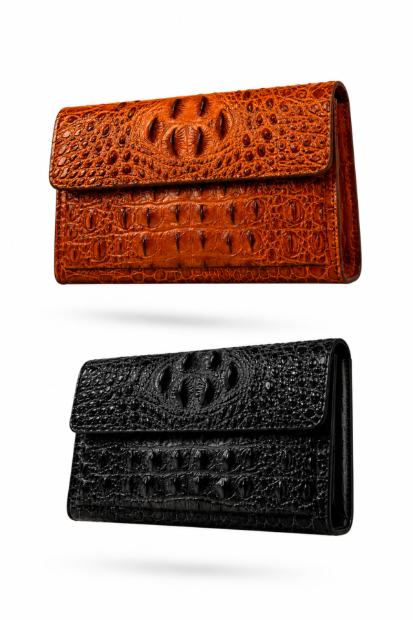 Luxury Crocodile Embossed Leather Pouch