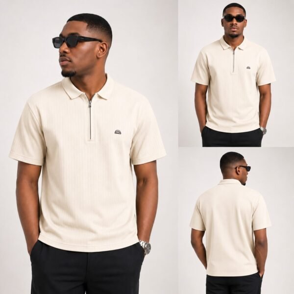 8b1998d4-5f26-4c37-96f5-12fd2606b936 Men’s Interlock Vertical Rib Half-Zip Polo T-Shirt
