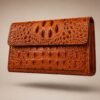 Luxury Crocodile Embossed Leather Pouch