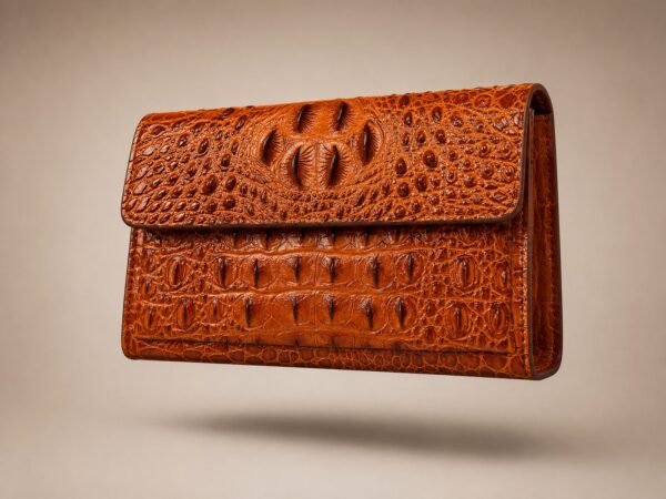 Luxury Crocodile Embossed Leather Pouch