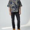 Artistic Patchwork Denim Cropped Shirt