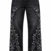Black Vintage Stone-Embroidered Jeans (size33)